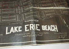 VINTAGE 1936 LAKE ERIE BEACH, NEW YORK MAP CANVAS BACKED ERIE COUNTY,NY 46x16