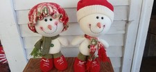 Handmade Cute Mrs And Mr Snowman 11in Tall Holiday Decor picture