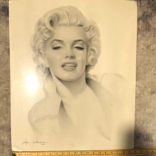 Vintage 1989 Marilyn Monroe Gary Saderup Portrait Art Print 20x24 Signed picture