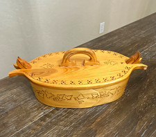 Vintage Scandinavian Style Bentwood Svepask Box, Pyrography Art, Signed 1998 picture
