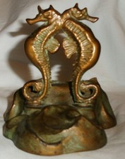 ANTIQUE US MCCLELLAND BARCLAY BOOKEND SEA HORSE w/ NO CLAM SHELL ART DECO STATUE picture
