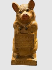 Antique J.M.R. Hubley No. 822 Cast Iron Thrifty Wise Pig Still Piggy Bank 1930s picture