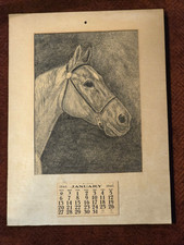 1944 WWII War time Vintage Horse scene calendar picture