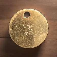 RARE 1.25” Vintage V8 Logo Brass Keyring Tag Model A T 1932 Antique Stamped Used picture