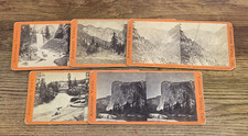 1870s Stereoview Photo Cards x5 - YOSEMITE Ribbon Nevada Vernal Falls Anthony picture