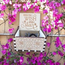 NEW “WHEN YOU WISH UPON A STAR” Handmade Hand Crank Wood Music Box picture
