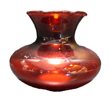 Anchor Hocking Royal Ruby Ivy Crimped Ruffle Top Bud Vase picture