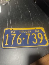 1964 Pennsylvania TRAILER License Plate Tag Original Plt# 176-739 Expired picture