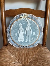 Vintage Amish Couple Lace Hoop Art picture