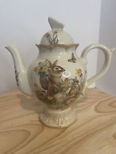 Easter Traditions Teapot By Cracker Barrel Rabbit Flowers Spring Bunny Butterfly picture