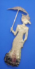 Vtg Victorian Lady Gold Tin Ware 10