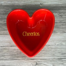 Vintage Cheerios Cereal Bowl Heart Shaped General Mills Red Plastic Valentine picture