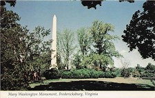 Postcard VA: Mary Washington Monument, Fredericksburg, Virginia picture
