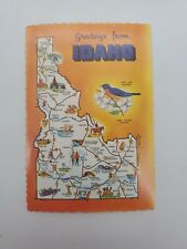 Vintage Greetings from IDAHO State Pictorial Map POSTCARD Unused ID picture