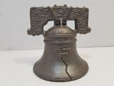 Vintage Cast Iron Liberty Bell Bank 3 1/2