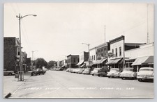 Real Photo Postcard Genoa IL Street Quaker State Coca Cola Bordon Ice Cream RPPC picture
