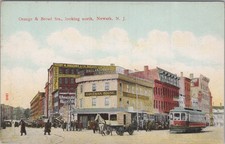 Orange Broad Streets Newark New Jersey NJ Trolley Uneeda Biscuit 1900s Postcard picture