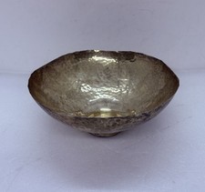 Vintage 1970s Silver Plated Hammered Nut Bowl Unique Shaped 5.25” Art Decor 34 picture