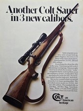 Colt Sauer Rifle Print Ad 1974 - 3 New Calibers .22/250 .243 .308 Scope Sling picture