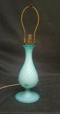 Vintage Italian Venetian Swirl Gold Fleck Blue Opal Art Glass Murano 22