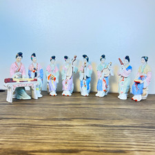 Vintage Chinese Porcelain 8 Ladies Musicians Figurines ST Hand Painted Style Set picture