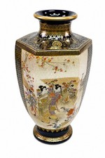 Antique Japanese Satsuma Style Vase Hand Painted Geisha Gilt Meiji 1895–1925 picture