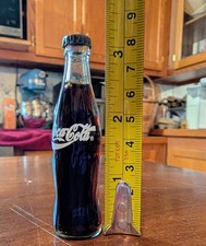VINTAGE MINI 3 INCH COCA COLA FULL MINIATURE GLASS BOTTLE picture