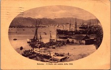 1911 Postcard Palermo Harbor Italy Sailing Ships View Posted Brooklyn NY picture