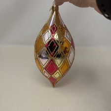Vintage Christopher Radko Carnival Harlequin Drop Glass Ornament picture