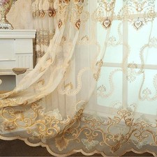 European Luxury Sheer Curtains 84 Inches Long for Bedroom Floral Embroidered picture