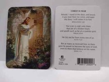 Christ Knocking Warner Sallman GLOSSY Pocket - Christ in near Prayer Card picture
