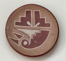 Vintage San Juan Pueblo Polychrome miniature Pottery Plate 4.5