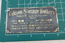 Vintage Edison Storage Battery Metal Plate 2 x 4 Inch picture