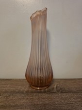 Vintage L.E. Smith Swung Vase Opalescent Pink Rare 11.25