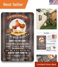 Charming Vintage Metal Chicken Sign - Ideal Outdoor Farmhouse Decor 8x12 picture