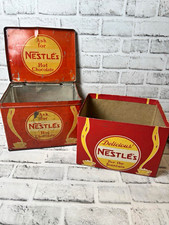 Nestlé 1953 Hot Chocolate Advertising Tin w/Lid & Sweet Milk Cocoa Crema Box picture