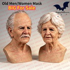 Old Man Mask Latex Halloween Headgear Cosplay Party Realistic Full Face Masks picture