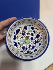 VTG Orvieto Italian Pottery Bowl Hand Painted Dip A Mano Majolica Bird Floral picture