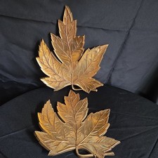RARE Vintage SYROCO 4365-C GOLD Tone 3D Curve MAPLE LEAF Wall Hanger PLAQUE 12½