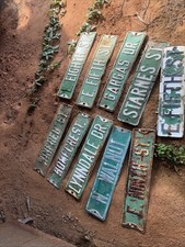 10 Vintage Embossed Heavy steel & Porcelain Retired Street Name Sign 24”x6” picture