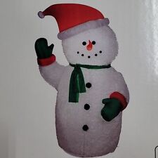 GEMMY Airblown Inflatable Mixed Media 6 ft Snowman White Fluffy Christmas NEW picture