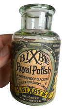 Antique Bixby's Royal Polish Shoe Blacking Bottle Art Nouveau Label Brooklyn NY picture