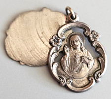 Vintage Sterling Christ Medal w/Sterling Sliding Back 4.8gms 1
