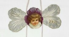 1907 Die Cut Hanging Calendar With Victorian Girls And Angel Calendar Complete picture