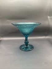 VTG IVIMA Teal Blue Glass Pedestal Dish 6