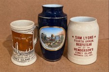 Vintage Coney Island Souvenirs Lot – Luna Park Vase, Stein & 1912 Beefsteak Mug picture