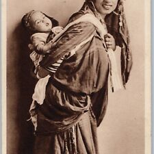 c1930s Libya Beautiful Smiling Mother Baby Young Lady Child Arab Cyanotype A191 picture