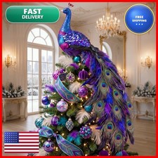 Roowest 18 Inch Peacock Christmas Tree Topper Feather Ornament picture