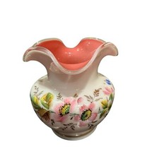 Vintage Fenton? Case Glass Floral Handpainted Vase 5