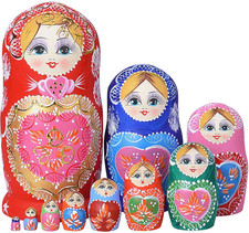 Russian Nesting Dolls for Kids Matryoshka Doll 10Pcs Handmade1051 picture